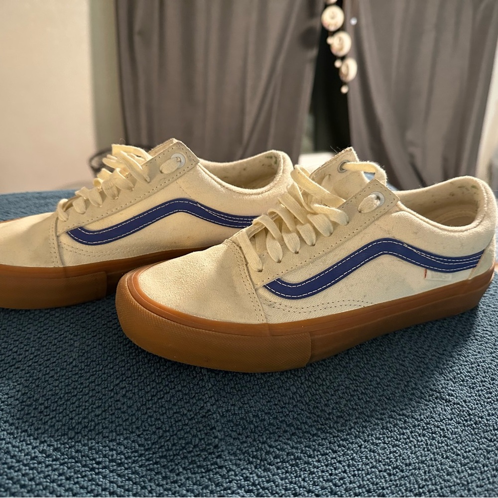 Vans Cream and Blue Sneakers